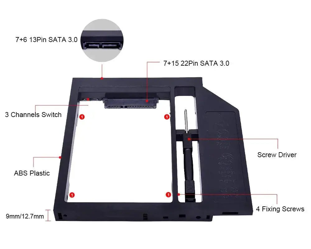 Chipal 2.5 Inch HDD Caddy For Laptop SSD Storage Expansion