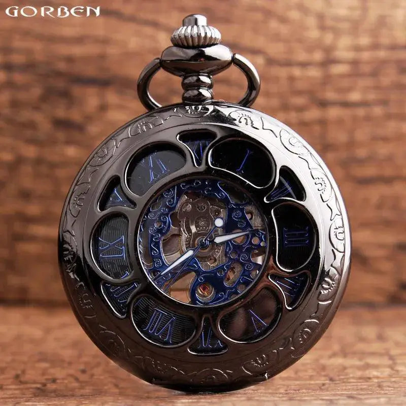 Vintage Bronze Pocket Watch Roman Numeral Skeleton Hand Wind