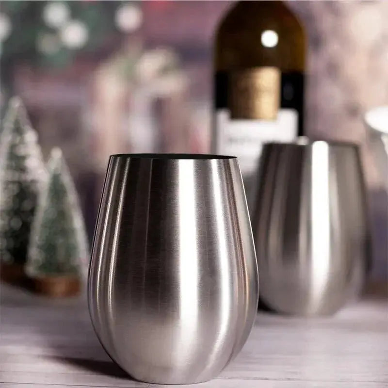 Stainless Steel Stemless Wine Glasses Unbreakable Cups Set 4 - OurLum.com