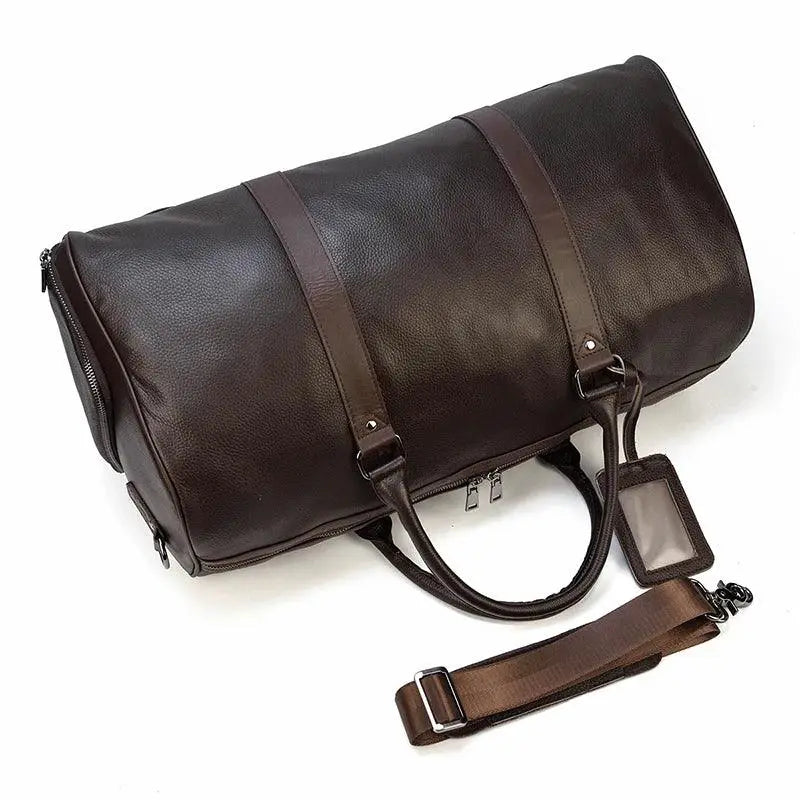 Big Capacity Genuine Leather Travel Bag For Men And Women
