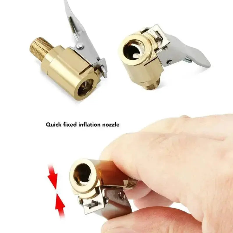 Car Tire Inflator Pump Valve Connector Clip On Adapter Brass