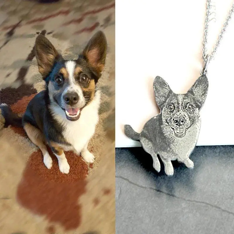 Personalized Stainless Steel Pet Photo Necklace and Keychain