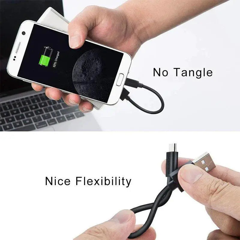 25cm Tangle Free Micro USB Charging Cable For Android