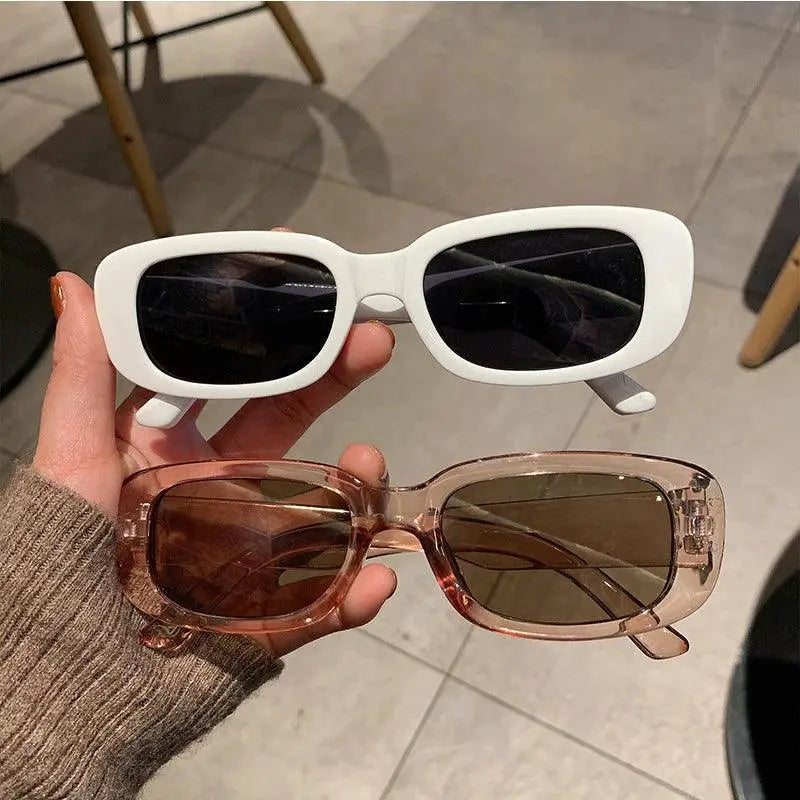 Chic Retro White Rectangular Womens Sunglasses UV Protection