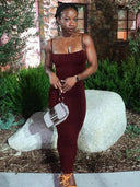 Summer Chic Solid Color Bodycon Dress Elegant Style Fit