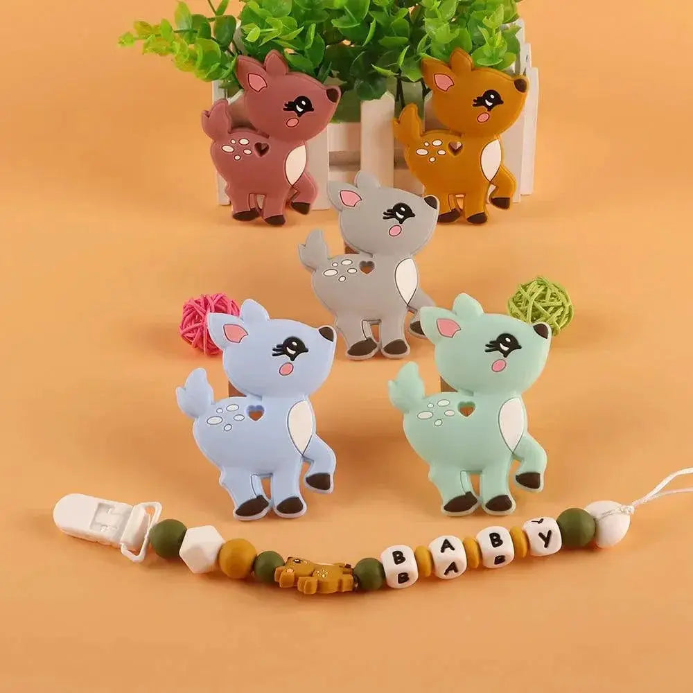 Silicone Cartoon Animals Train Teether Jewelry Kit For Babies