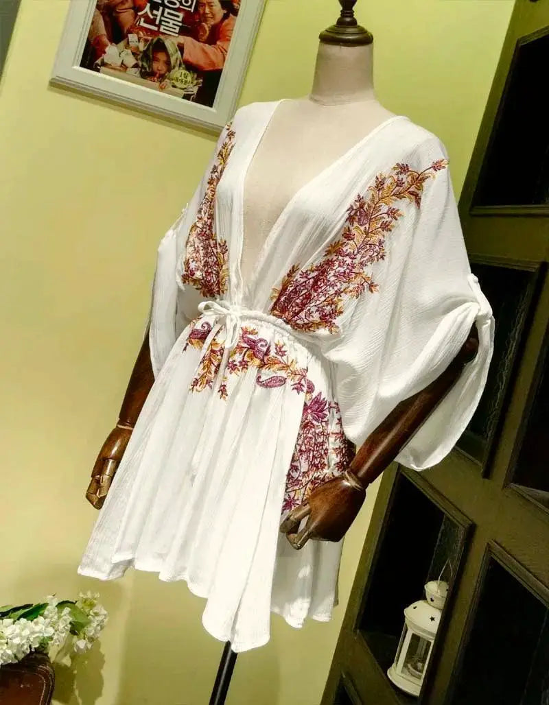 Boho Chic Embroidered Dress V Neck Summer Fashion Statement