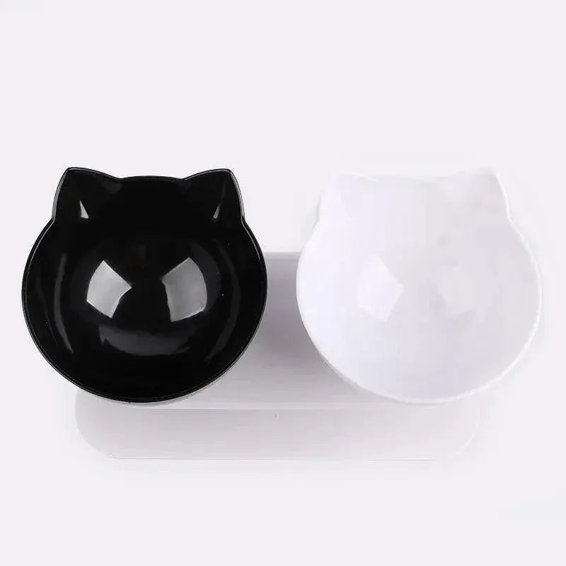 Double Cat Bowl Set Elevated Feeding Bowls For Cats