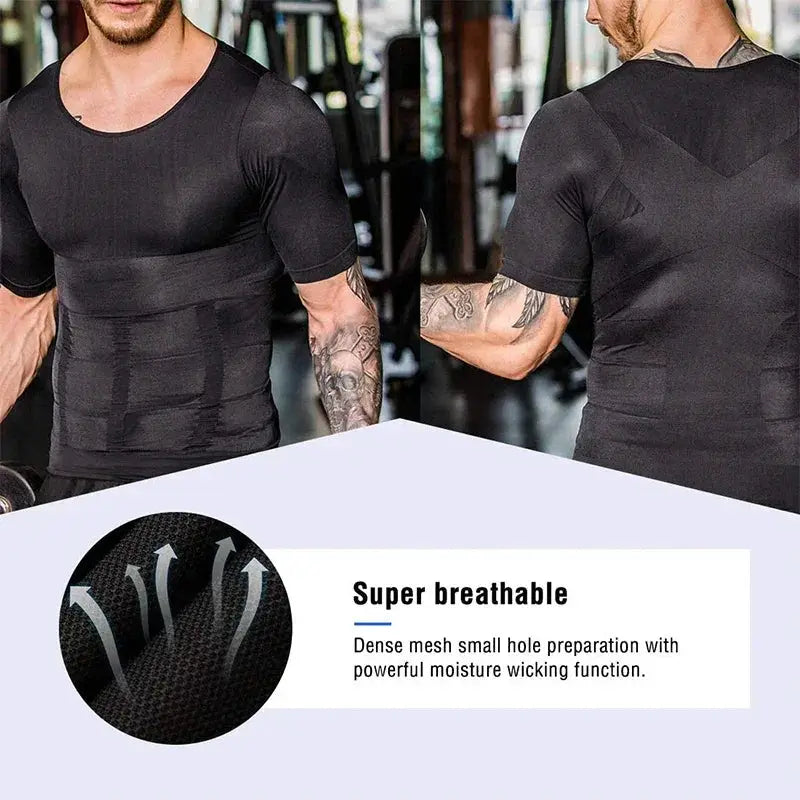 Mens Slimming Compression Undershirt for Tummy Control