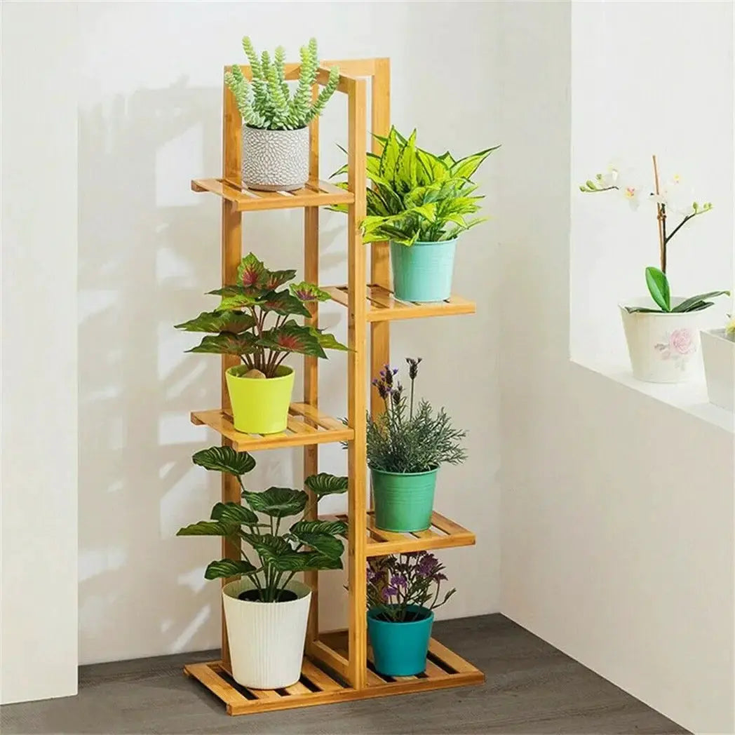 Bamboo 5 Tier Plant Stand Rack Indoor Outdoor Pot Holder