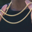 Cuban Chain Necklace: Stainless Steel Link Chain in Gold