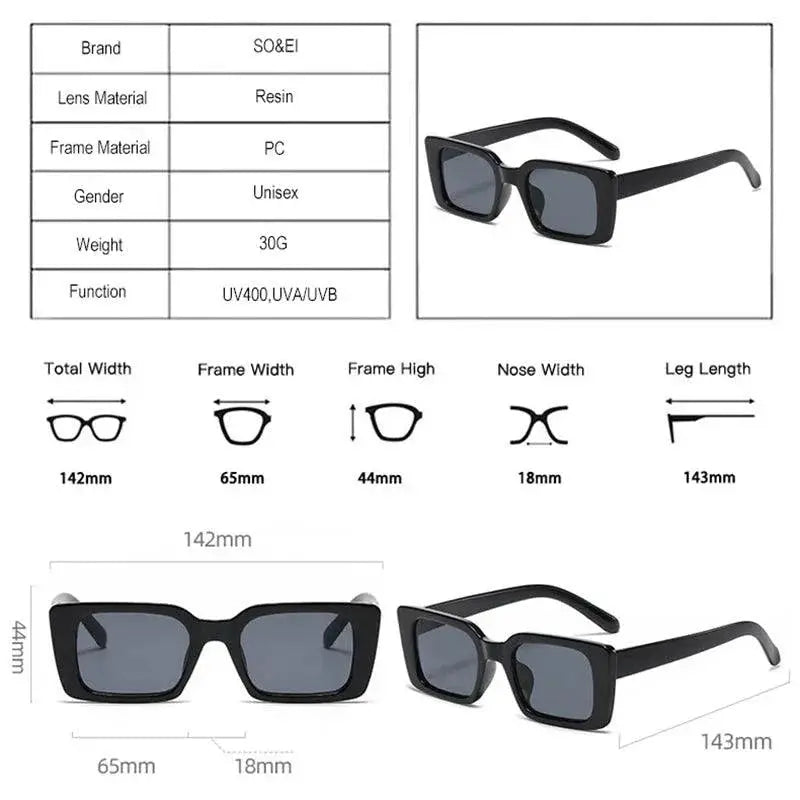 UV400 Retro Leopard Rectangle Sunglasses Unisex Fashion