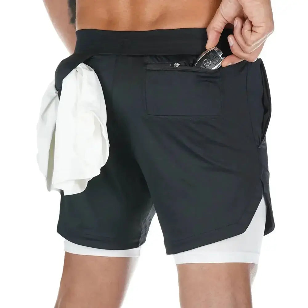 Summer Running Shorts Men 2 In 1 Quick Dry Gym Shorts