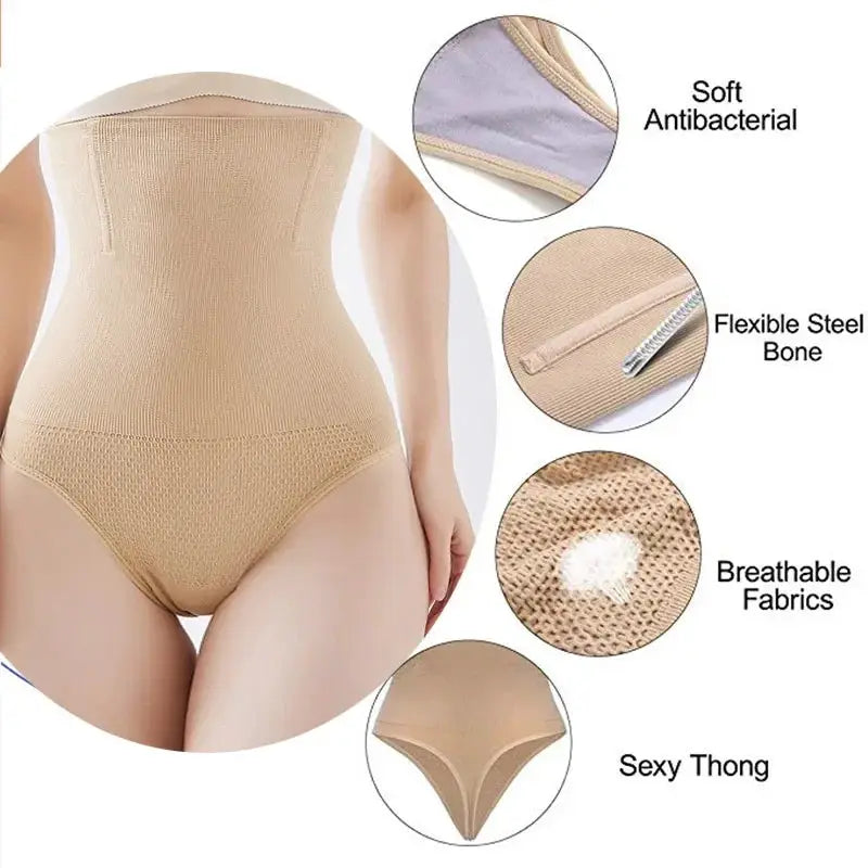 High Waist Seamless Body Shaper Briefs Firm Control Thong