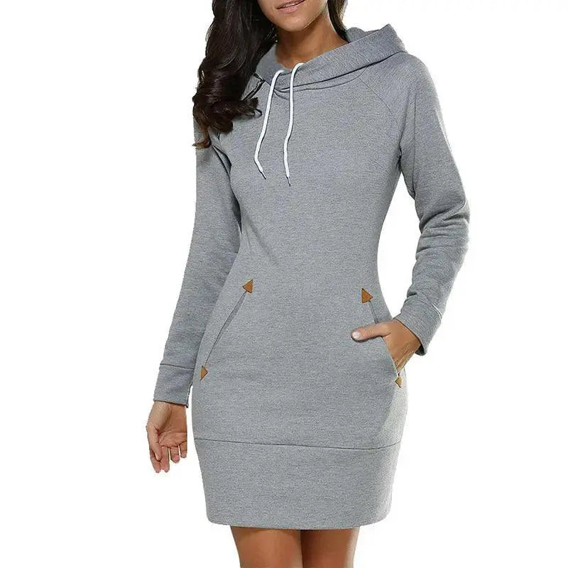 Women's Hooded Sweatshirt Dress For Sporty Outings