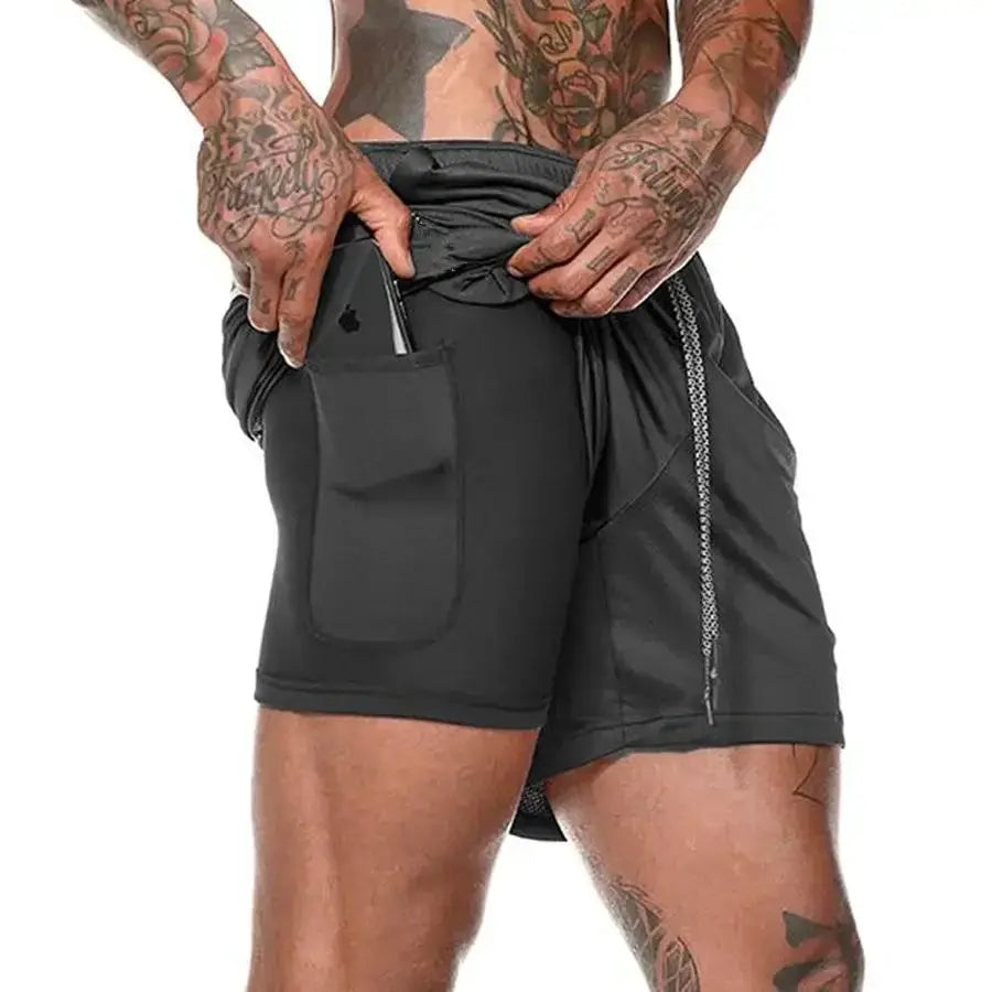 Summer Running Shorts Men 2 In 1 Quick Dry Gym Shorts