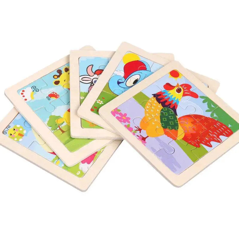 Kids Cartoon Animal Traffic Wooden Educational Puzzle Set