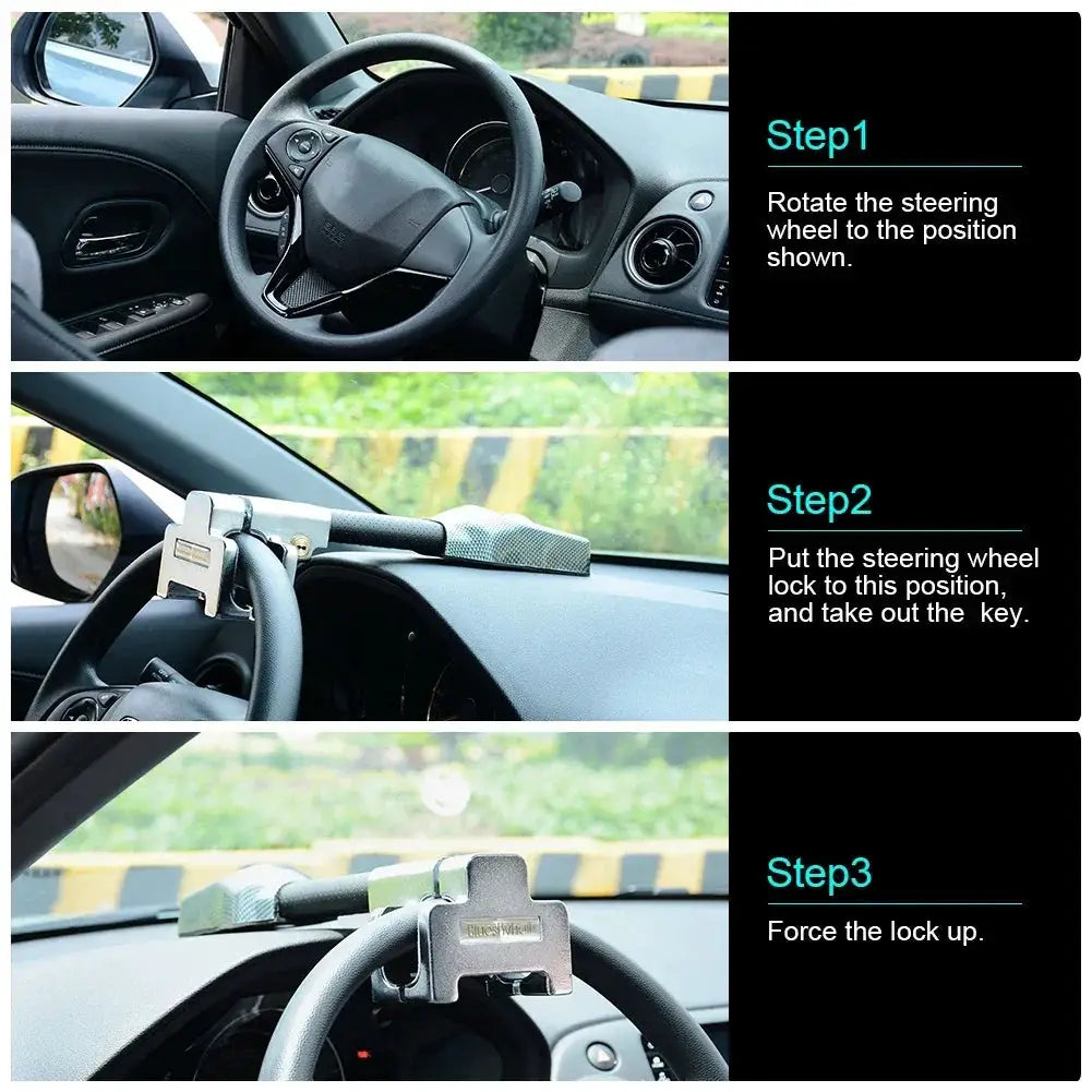 Universal Car Steering Wheel Lock Anti Theft Security - OurLum.com