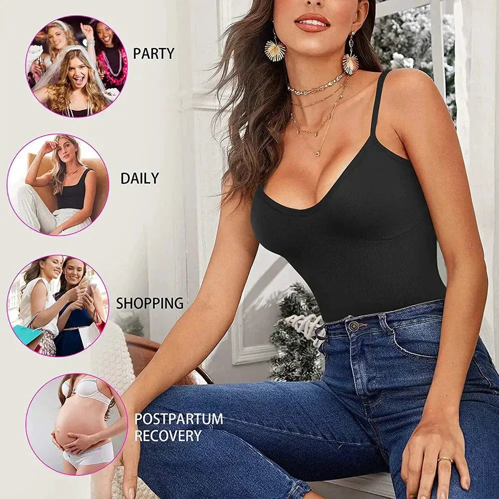 Adjustable Cotton Cami With Shelf Bra Womens Tank Top