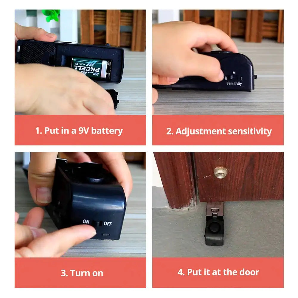 FUERS Door Stop Alarm System 120dB Loud Wireless Home Security Anti-Theft Door Block System Portable Doorstop Preasure Alarm
