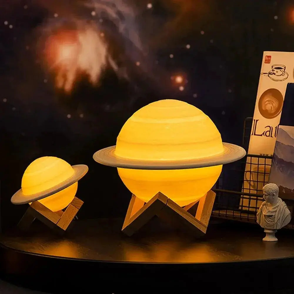 3D Printed Saturn LED Night Light Touch With Remote Control