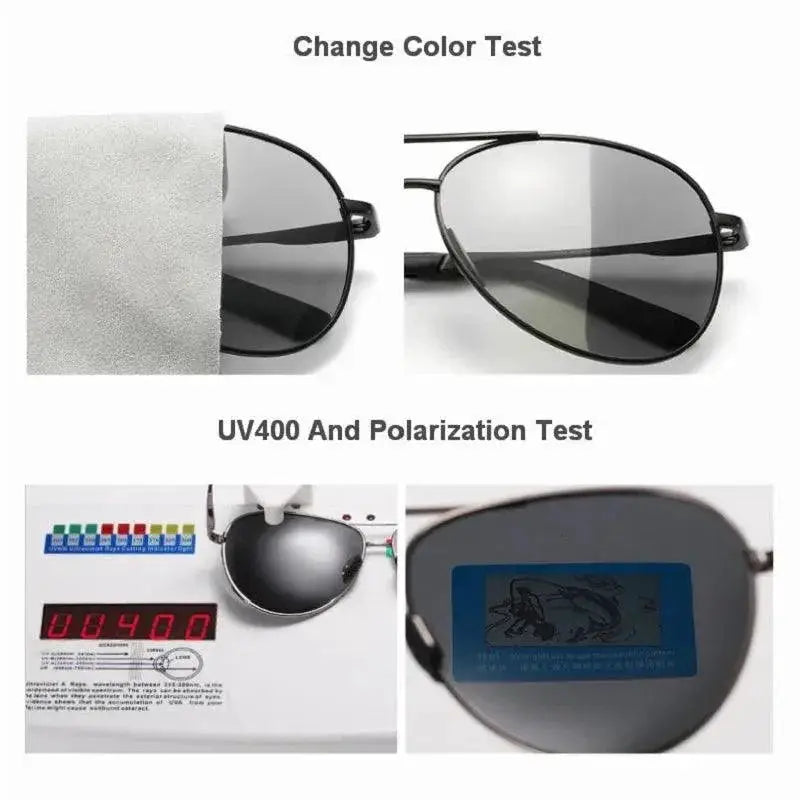 Men's Polarized Color Changing Pilot Sunglasses for Driving