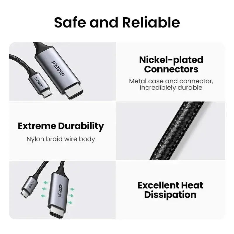 USB C To HDMI Cable 4K Ultra HD For Laptop TV Monitor