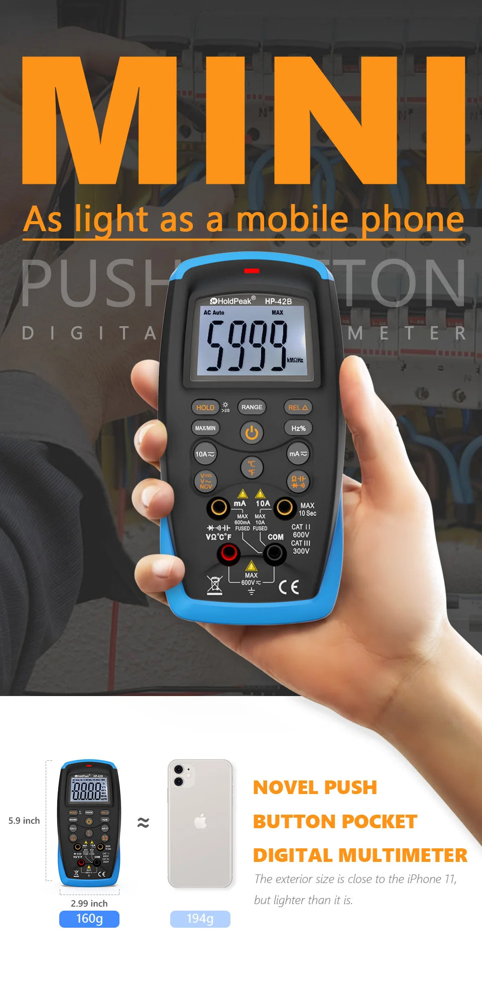 Digital Multimeter TRMS Counts Voltmeter Ammeter Ohmmeter for AC — product view 4