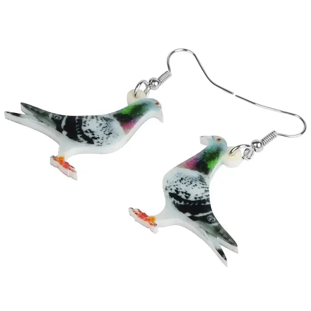 Delicate Whimsical Pigeon Bird Earrings by Hunter Wu