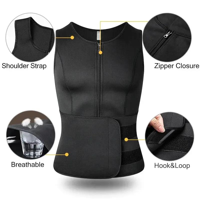 Mens Slimming Waist Trainer Vest Sauna Effect Shapewear