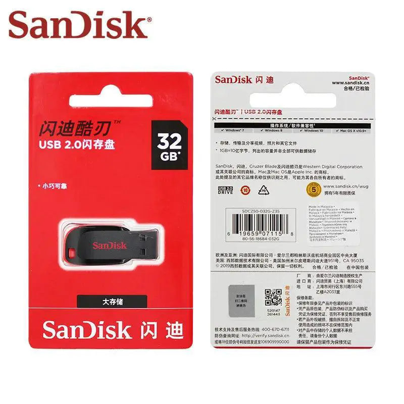 SanDisk Cruzer Blade USB Flash Drive 64GB Compact Portable
