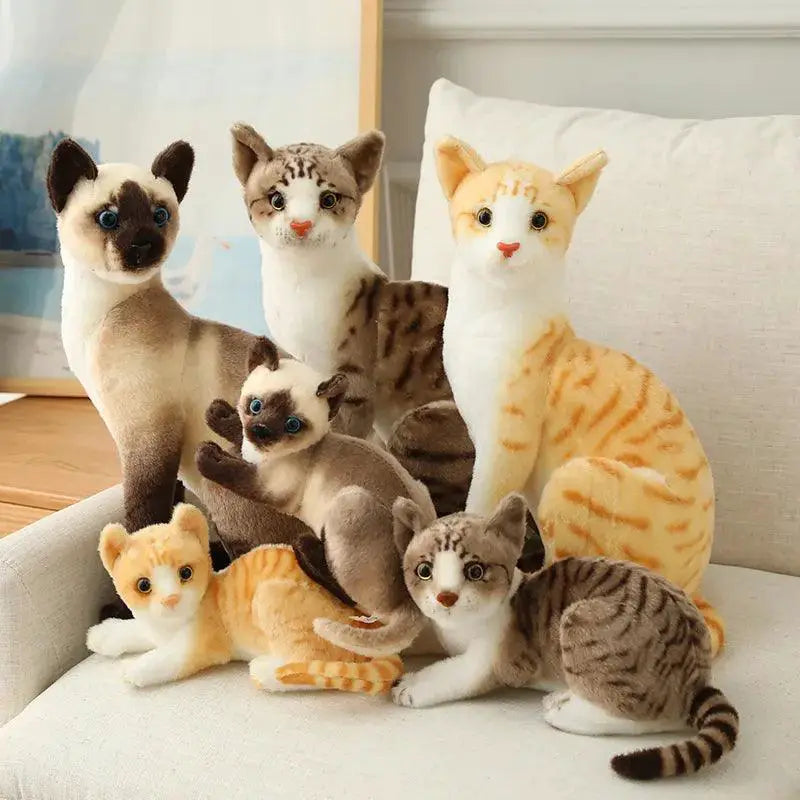 Siamese Cat Plush Toy Lifelike Doll Gift for Home Decor