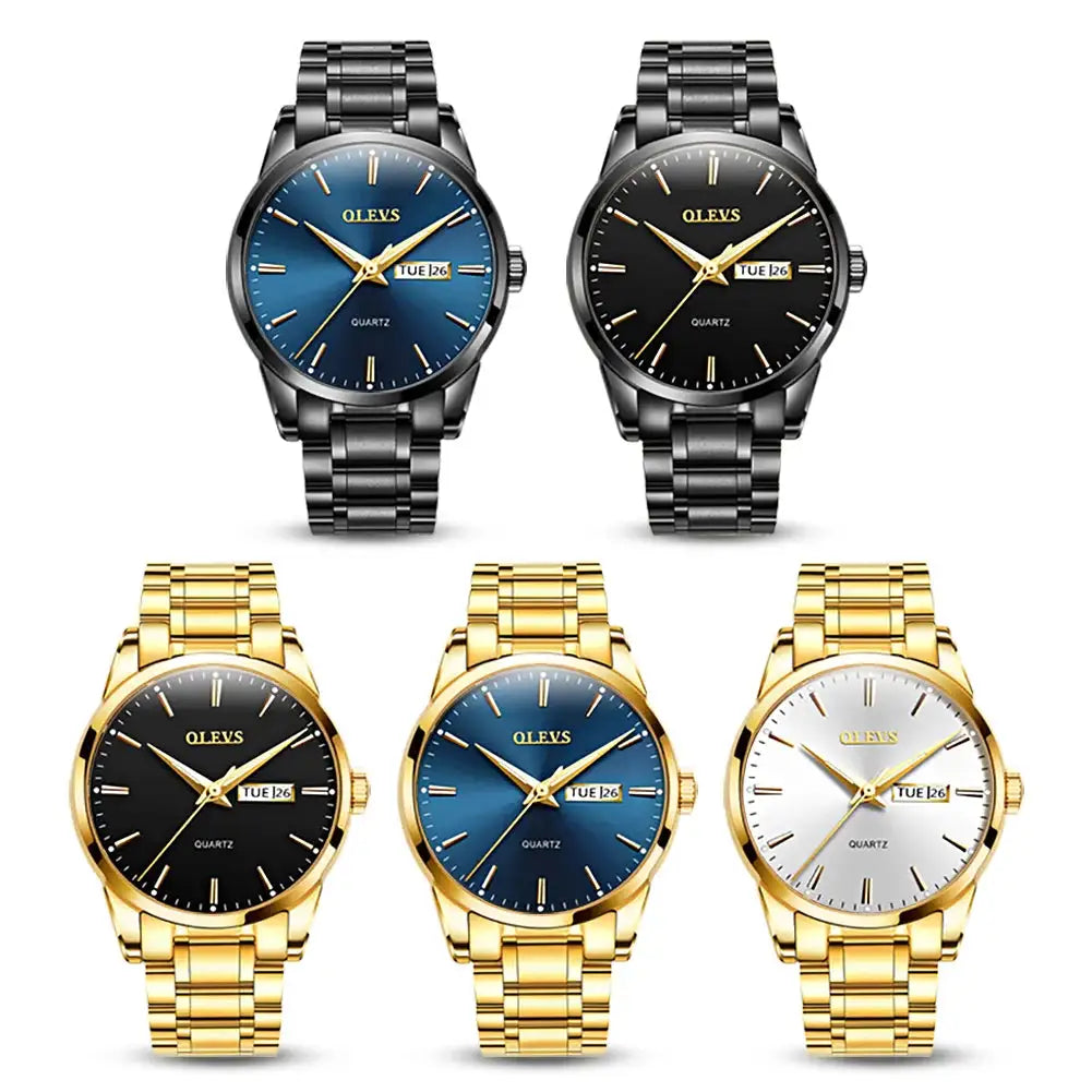 OLEVS Men Watches Waterproof Stainless Steel Quartz Male Wristwatch Men Gold Watch Fashion Luminous Luxury Watches For Men