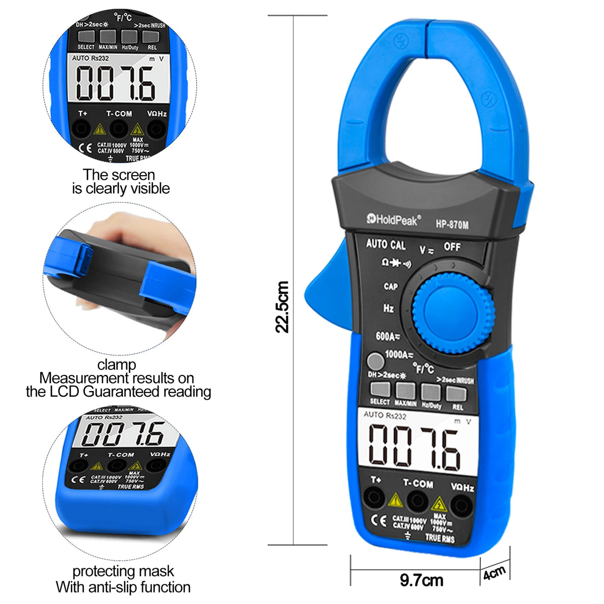 HoldPeak Auto Range Multimetro Digital Clamp Meter Multimeter — product view 4