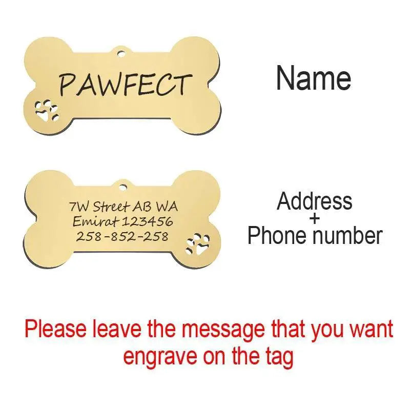 Personalized Pet Collar Id Tag Engraved Keyring Charm Bone
