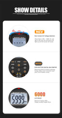 Digital Multimeter TRMS Counts Voltmeter Ammeter Ohmmeter for AC