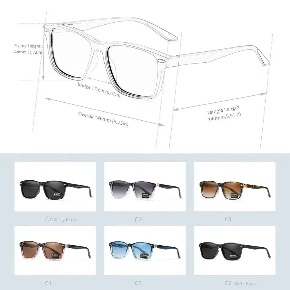 Unisex Polarized Square Sunglasses TR90 Frame Lightweight