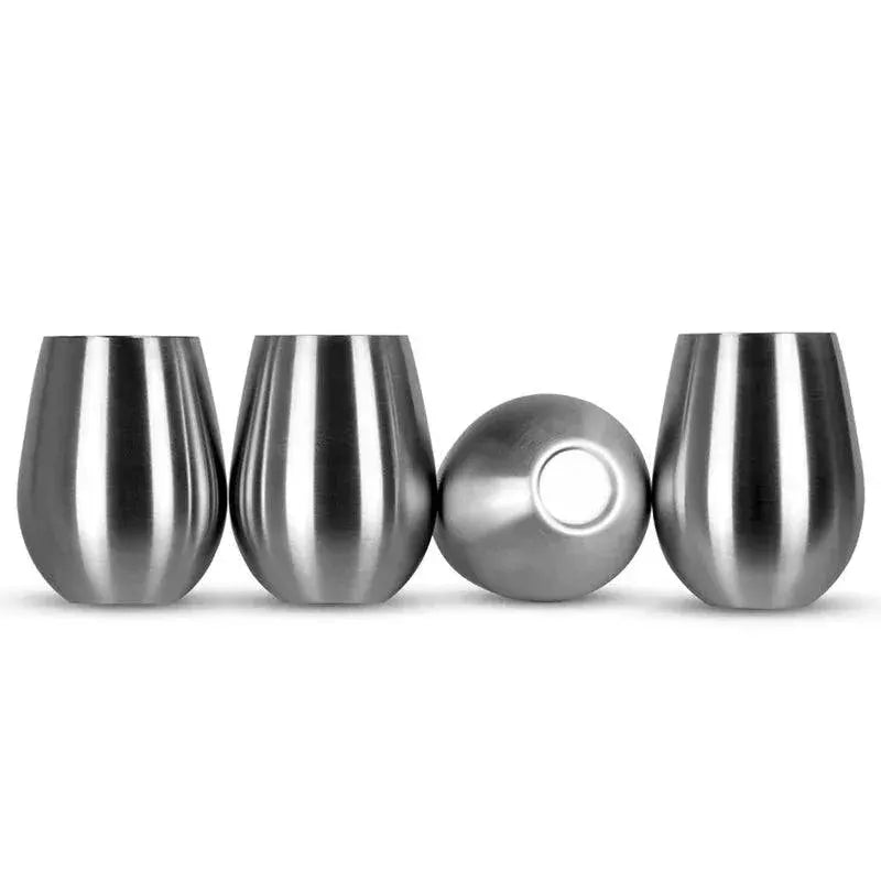 Stainless Steel Stemless Wine Glasses Unbreakable Cups Set 4 - OurLum.com