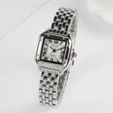 Elegant Square Women's Steel Band Quartz Watch Silver Timepiece