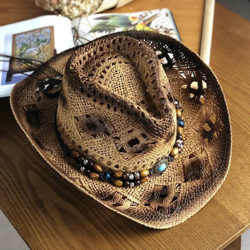 Natural Straw Cowboy Hat Unisex Handmade Weave 2021