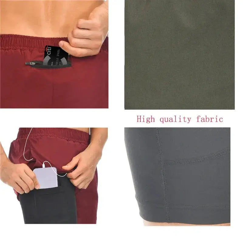 Men Summer Running Shorts 2 In 1 Quick Dry Gym Shorts
