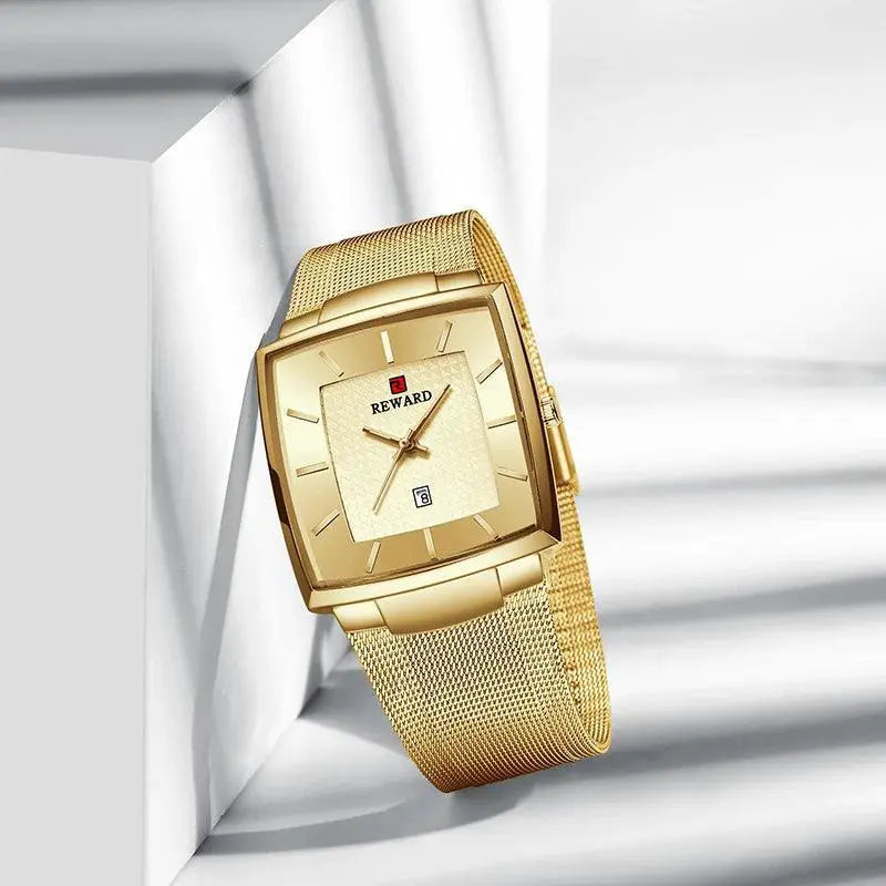 Gold Quartz Mens Watch Waterproof Luxury Timepiece