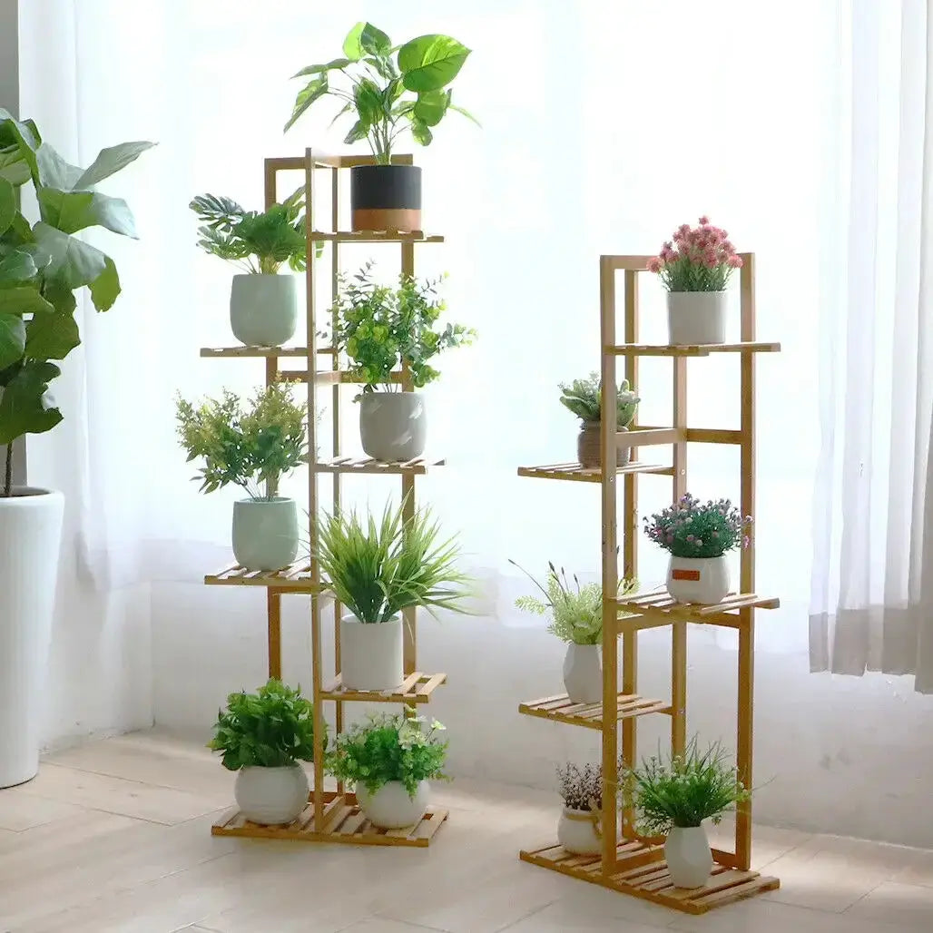 Bamboo 5 Tier Plant Stand Rack Indoor Outdoor Pot Holder