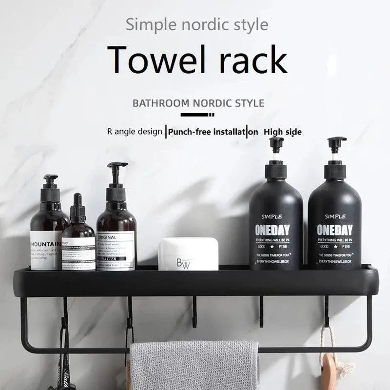 Black Aluminum Bathroom Shelf Organizer For Stylish Storage