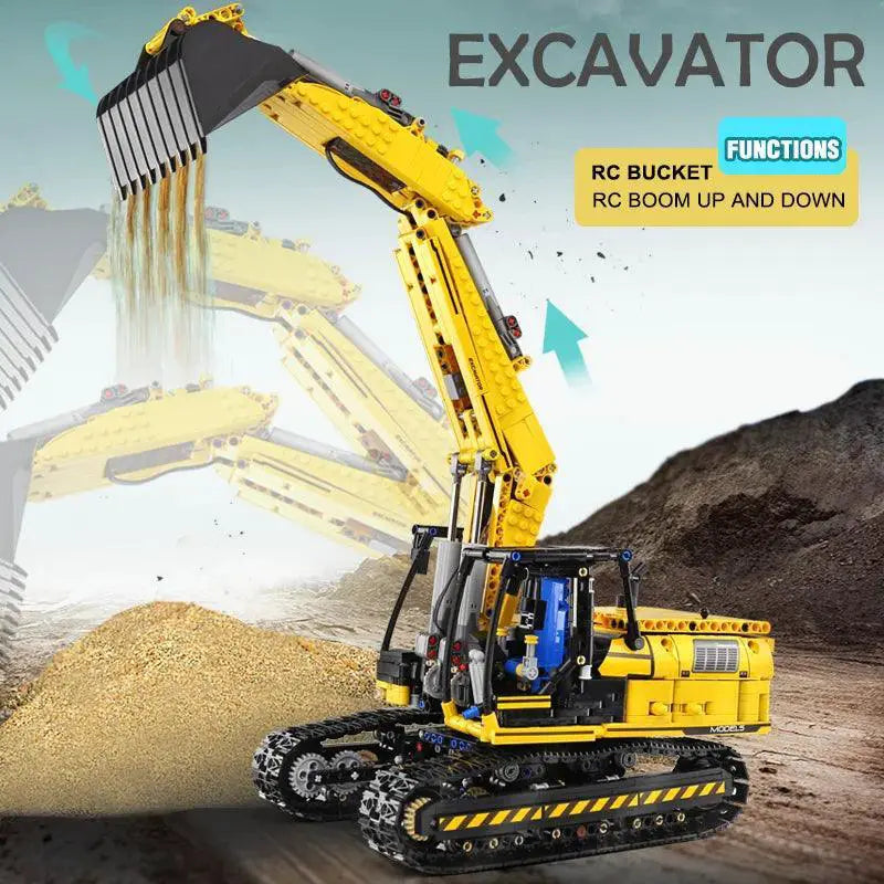 Motorized Excavator Building Kit For Kids Remote Control Fun