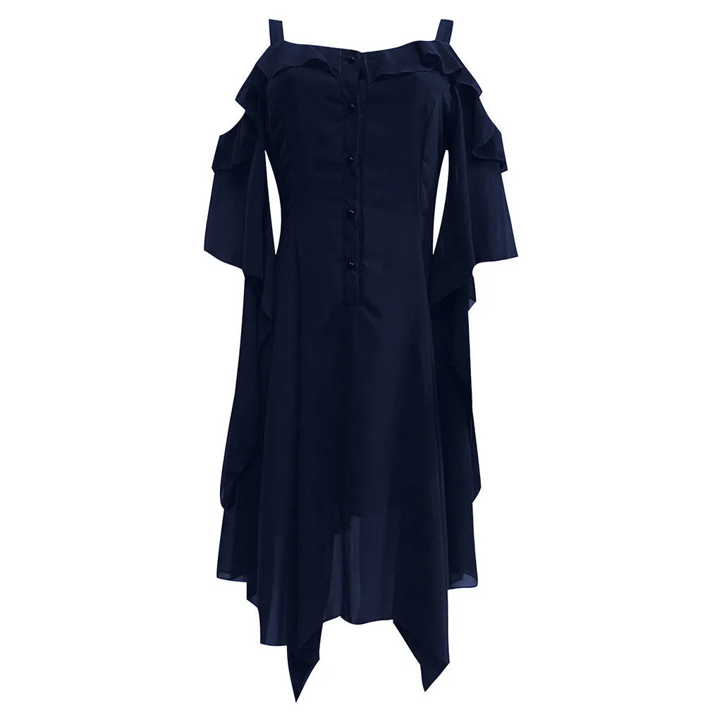 Lace-Up Gothic Ruffle Witch Dress