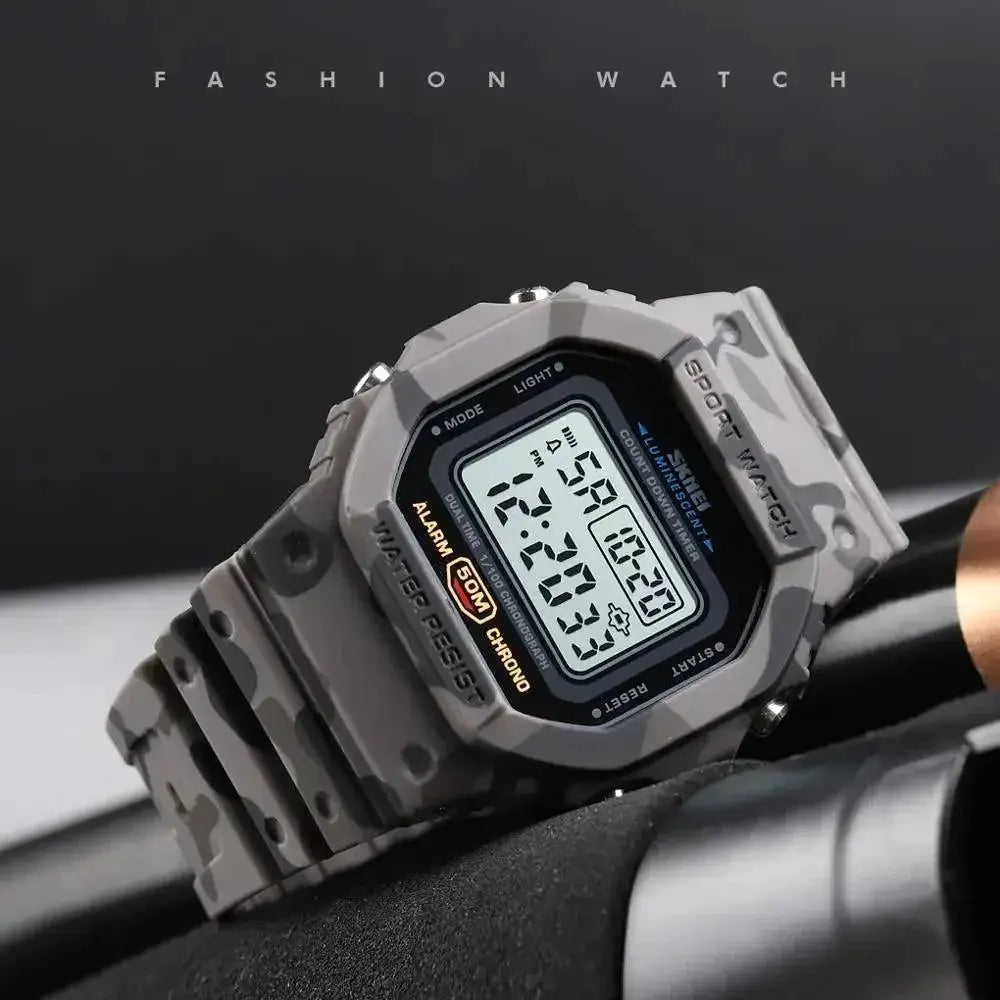 SKMEI Retro Style Dual Time Digital Sports Watch For Men