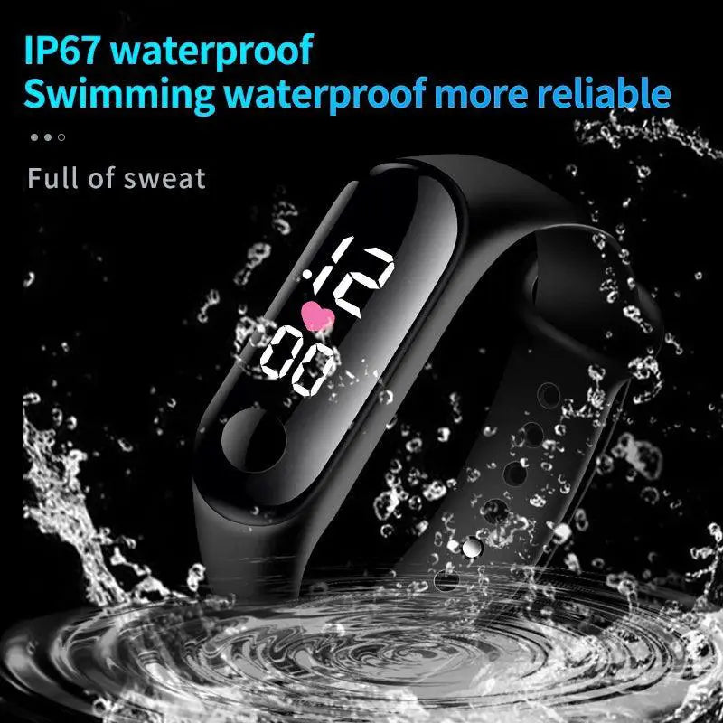 LED Digital Wristwatch With Silicone Strap Sports Timepiece