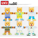 QWZ Little Bear Wooden Jigsaw Puzzle Dress Up Game Toy