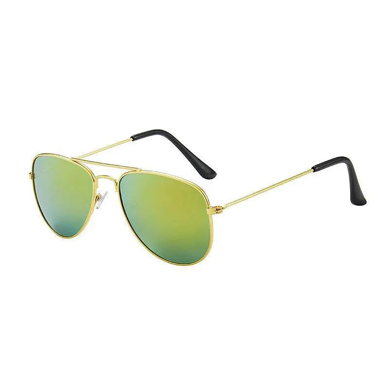 Trendy Kids Pilot Sunglasses Stylish Metal Frame Goggles